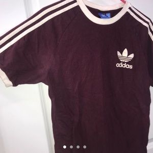 Red Burgundy White Logo Adidas Trefoil Top